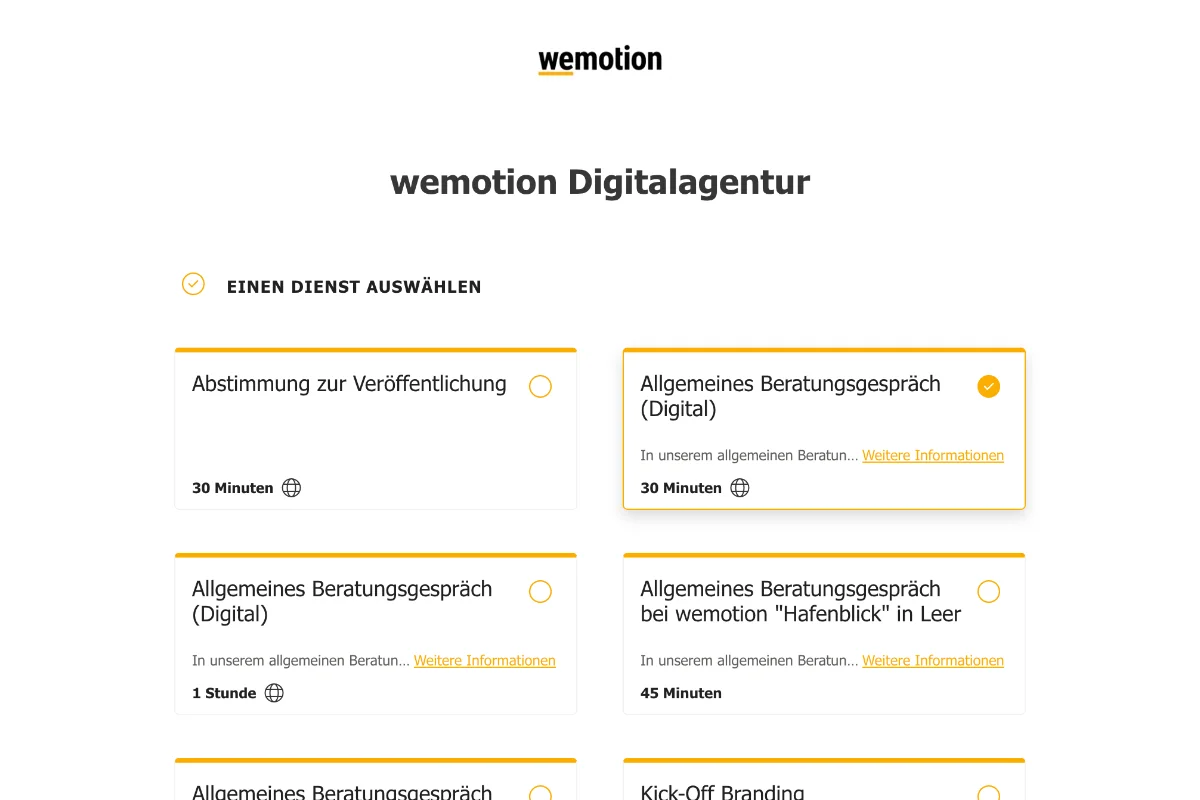 Beratungsgespräch auswählen
